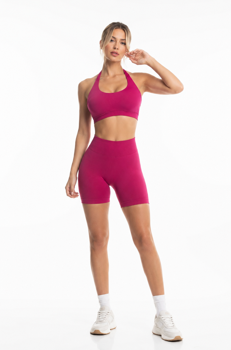 ALPHA GYM ILAYA Sport-BH Berry mit herausnehmbaren Pads – Fitness BH Damen
