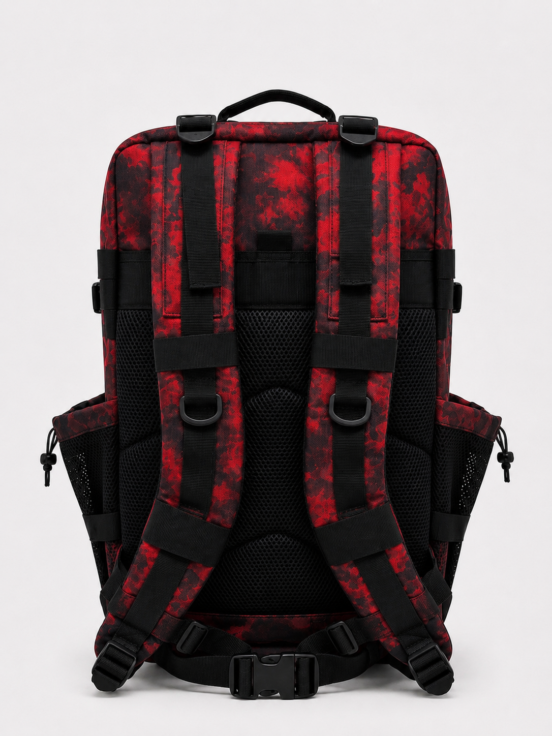 ALPHA GYM Gym Rucksack 45L mit Laptopfach – Military Electric Red Marble – Gym Rucksack 45L