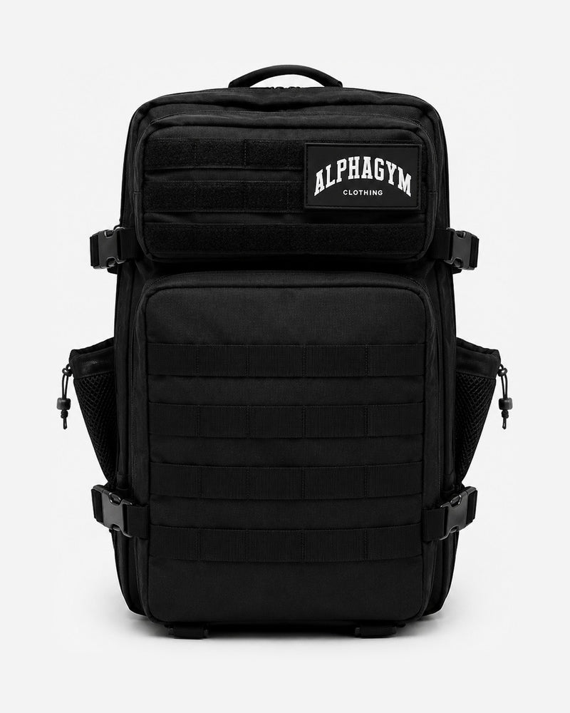 ALPHA GYM Military Gym Backpack Black 45L – Fitness Backpack with Laptop Compartment