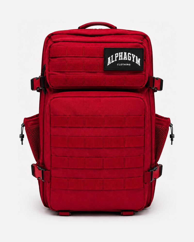 ALPHA GYM Military Gym Rucksack Rot – 45L Fitness Rucksack mit Laptopfach