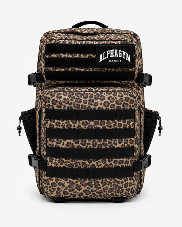 ALPHA GYM Military Gym Rucksack Leopard – 45L Fitness Rucksack mit Laptopfach