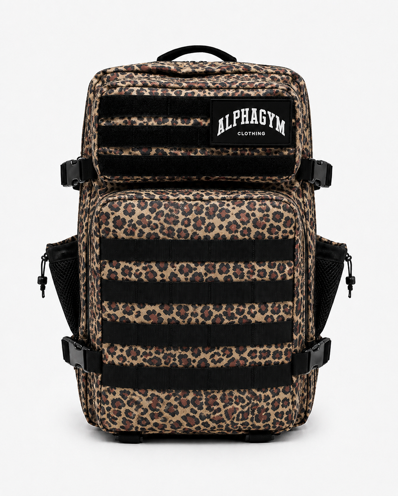ALPHA GYM Military Gym Backpack Leopard – 45L Fitness Backpack with Laptop Compartment