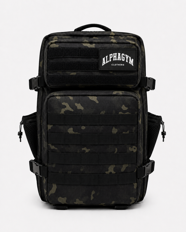 ALPHA GYM Military Gym Rucksack Camouflage – 45L Fitness Rucksack mit Laptopfach
