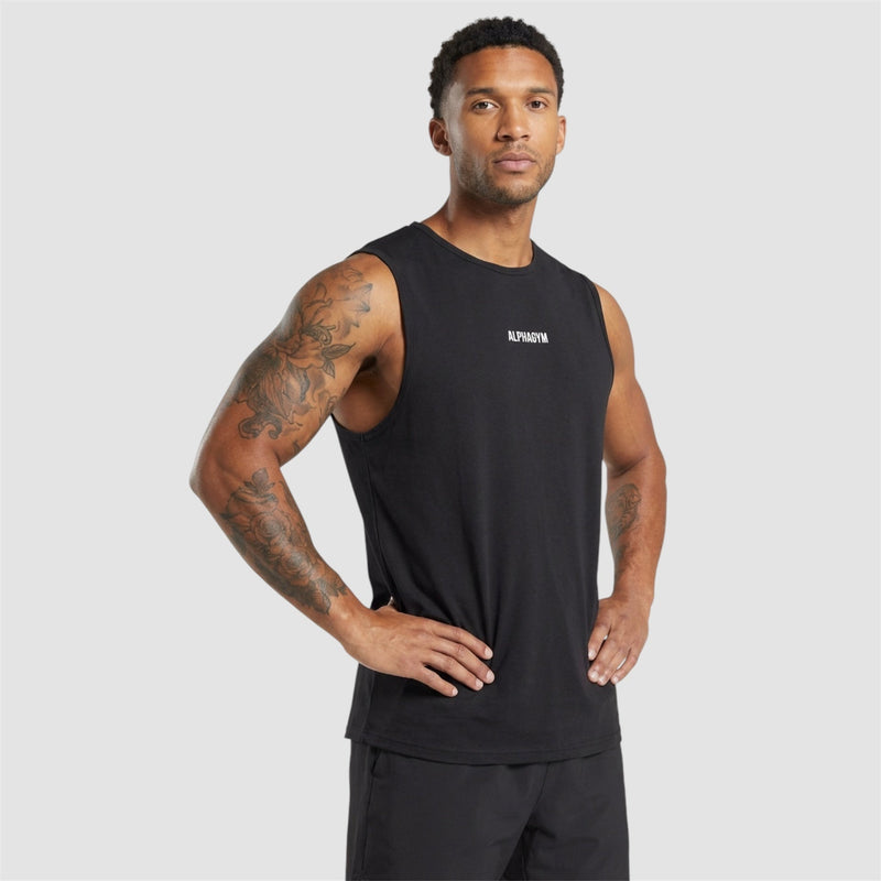 ALPHA GYM GRIT Cutted Tee Logo Back Edition – Fitness T-Shirt Herren mit Rückenprint