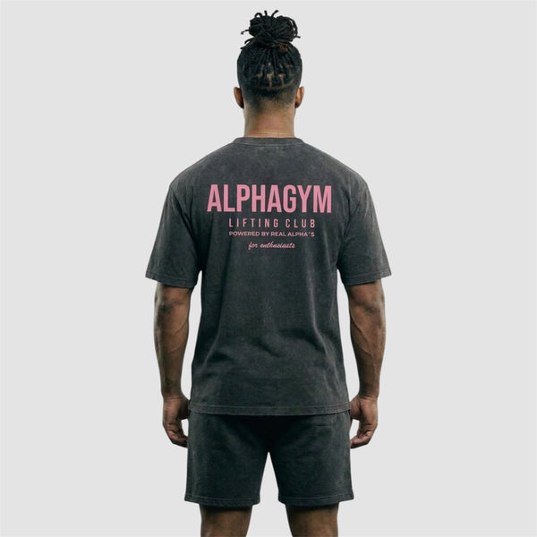 ALPHA GYM LIFTING CLUB Oversized T-Shirt Grey Washed Pink für Herren