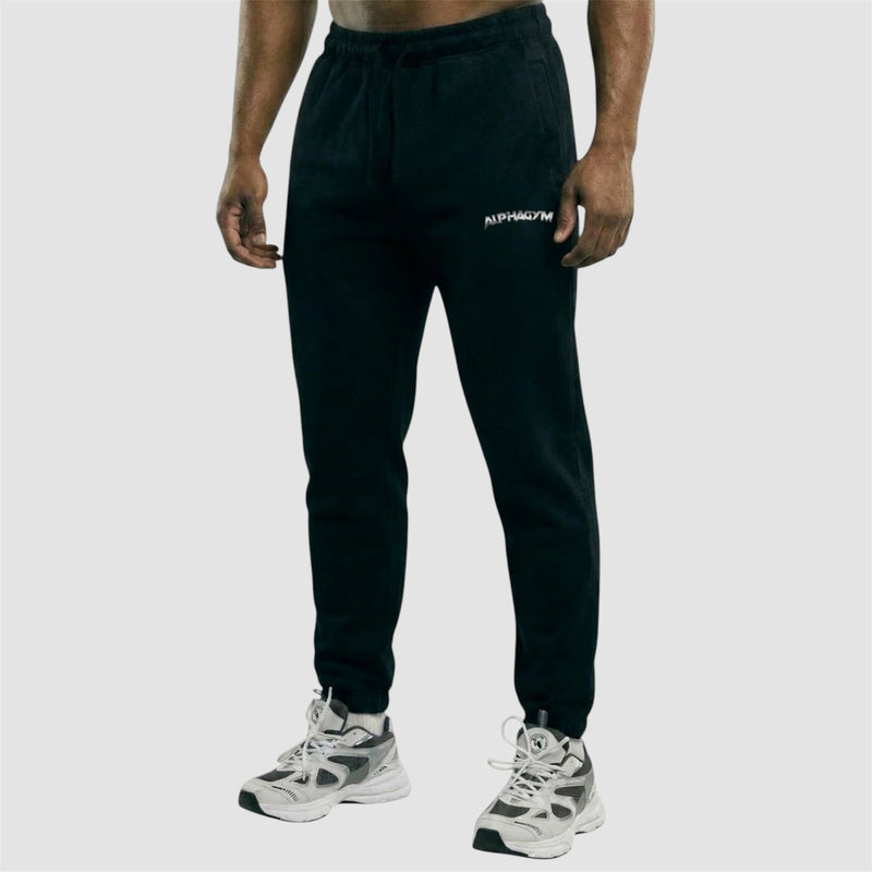 ALPHA GYM INVICTUS Jogger Black – Men's Training Pants with Zip Pockets