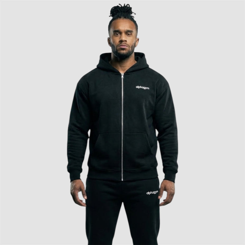 ALPHA GYM STUDIO Zipper Hoodie Black – Men's Zip Hoodie