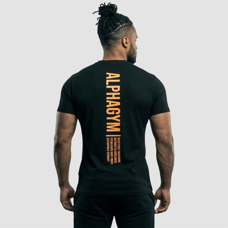 ALPHA GYM FREEDOM T-Shirt Schwarz-Orange – Fitness Shirt Herren