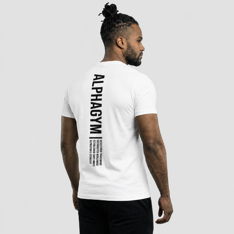 ALPHA GYM FREEDOM T-Shirt Weiß-Schwarz – Fitness Shirt Herren