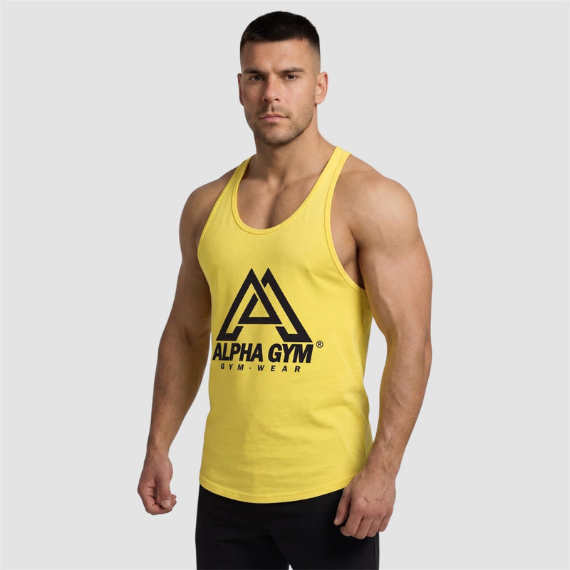 ALPHA GYM BIG LOGO Stringer Gelb – Gym Tanktop Herren
