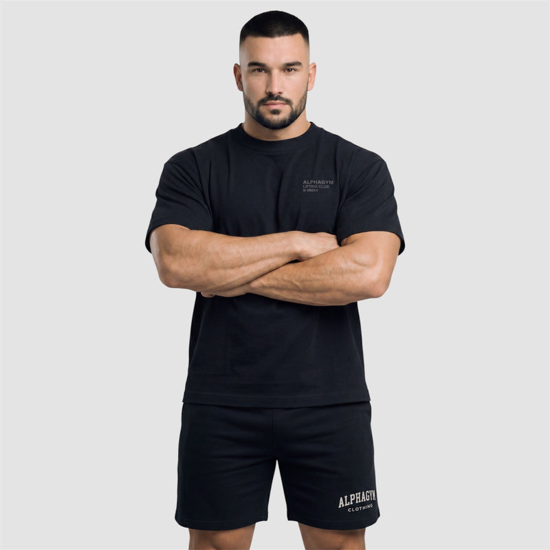 ALPHA GYM LIFTING CLUB Oversized Fitness T-Shirt Black/Grey for Men