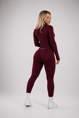 VALORA Seamless Scrunch Leggings – Plum Purple