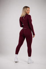 VALORA Seamless Scrunch Leggings – Plum Purple