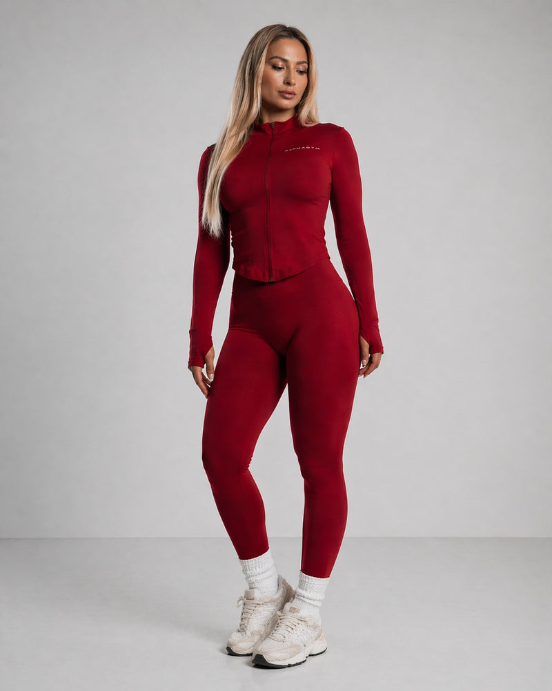 ALPHA GYM VALORA Shaping Zip Jacket Cherry Red – Women's Training Jacket