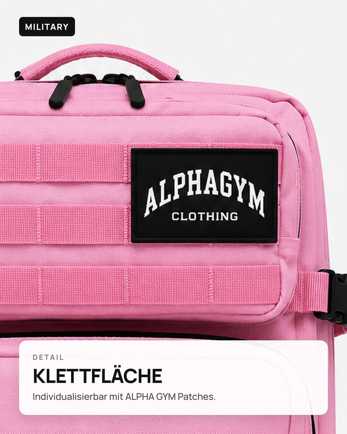 ALPHA GYM Gym Rucksack 45L mit Laptopfach – Military Pink – mit Laptopfach