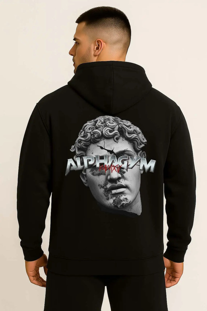 ALPHA GYM INVICTUS Oversized Fitness Hoodie Schwarz für Herren