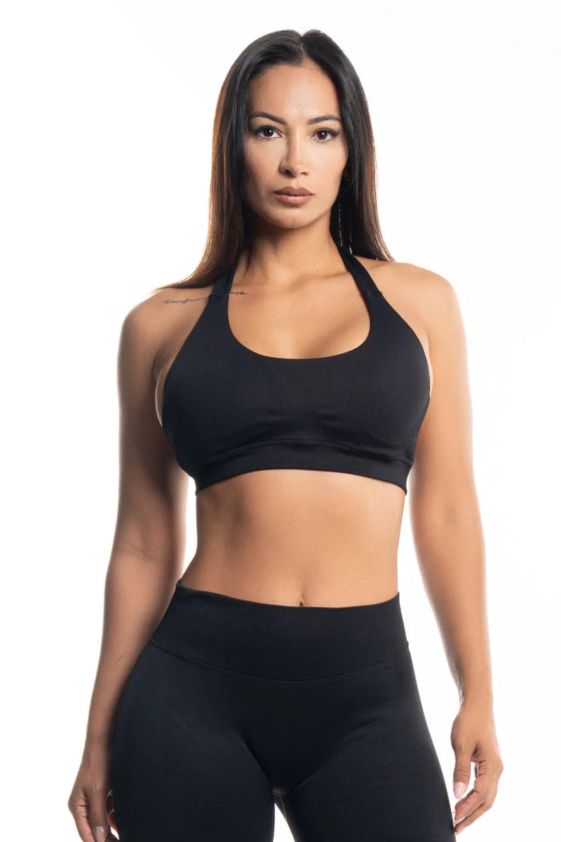 ALPHA GYM ILAYA Sport-BH Schwarz mit herausnehmbaren Pads – Fitness BH Damen
