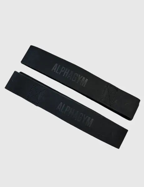 ALPHA GYM Lifting Straps Zughilfen aus Echtleder Schwarz