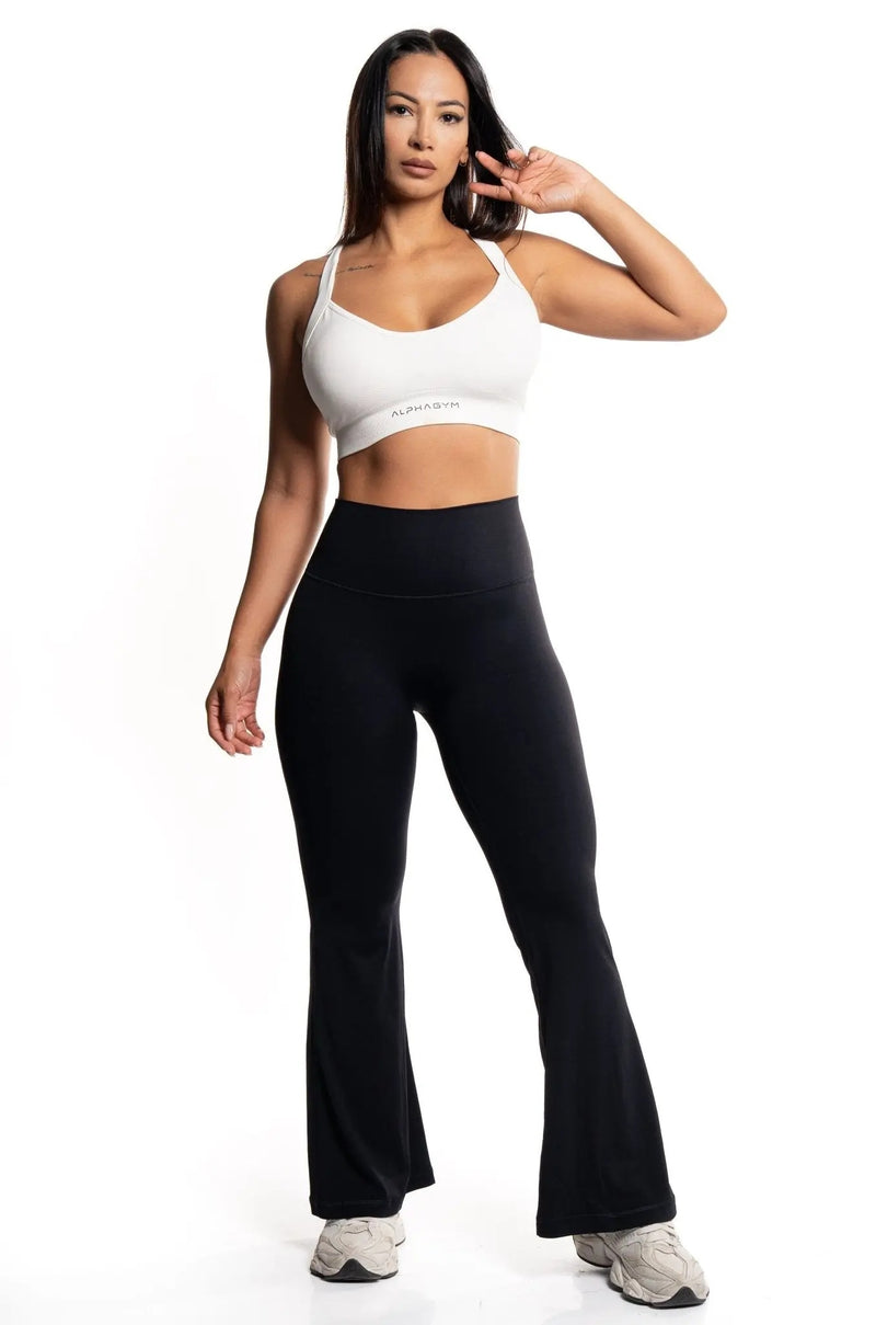 ALPHA GYM ONAJ Seamless Flared Leggings Black – Women's Sports Leggings