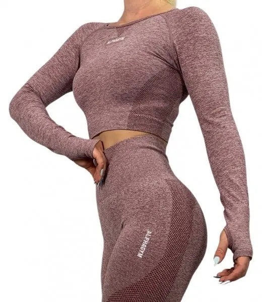 ALPHA GYM PULSE Crop Longsleeve Pink – Women's Fitness Longsleeve