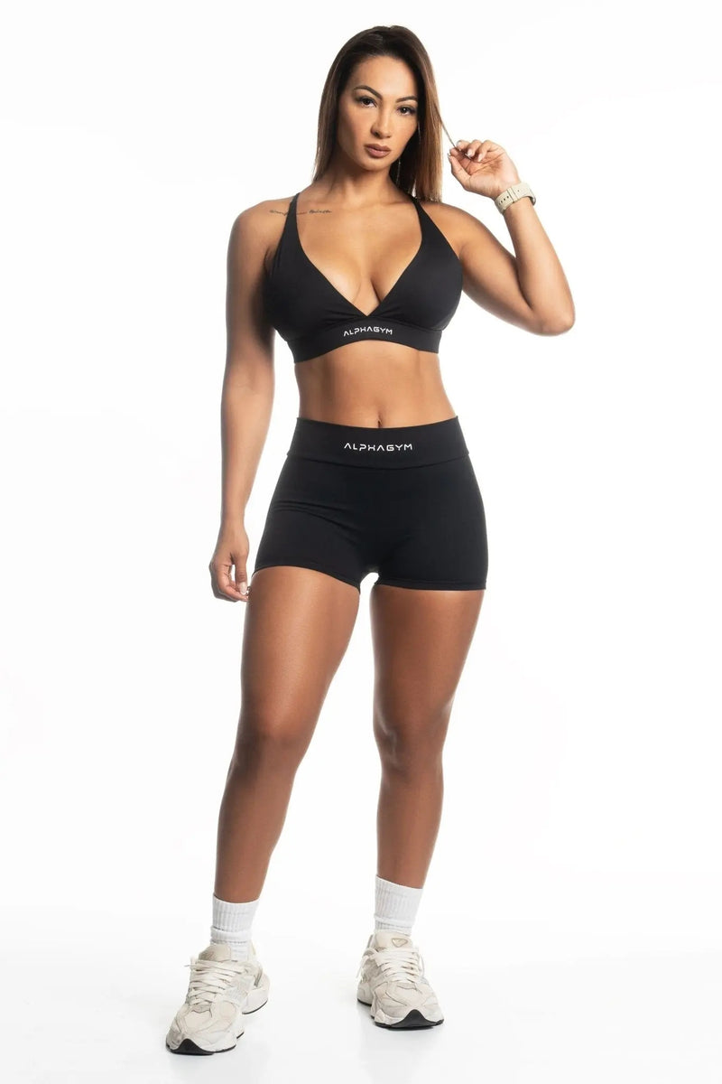 ALPHA GYM VARIJA Scrunch Shorts Schwarz – Fitness Shorts Damen