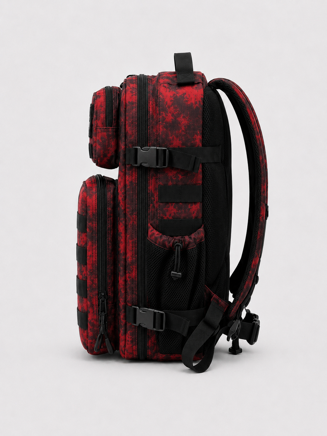 ALPHA GYM Gym Rucksack 45L mit Laptopfach – Military Electric Red Marble – mit Laptopfach