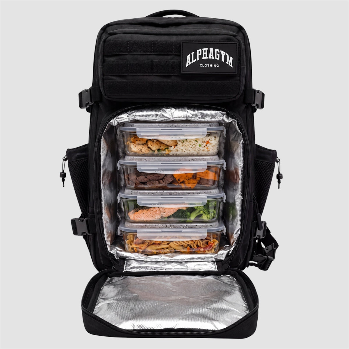 MILITARY MEAL PREP GYM, SPORT & FITNESS RUCKSACK BLACK – ALPHA GYM Meal Prep Rucksack mit Kühlfach