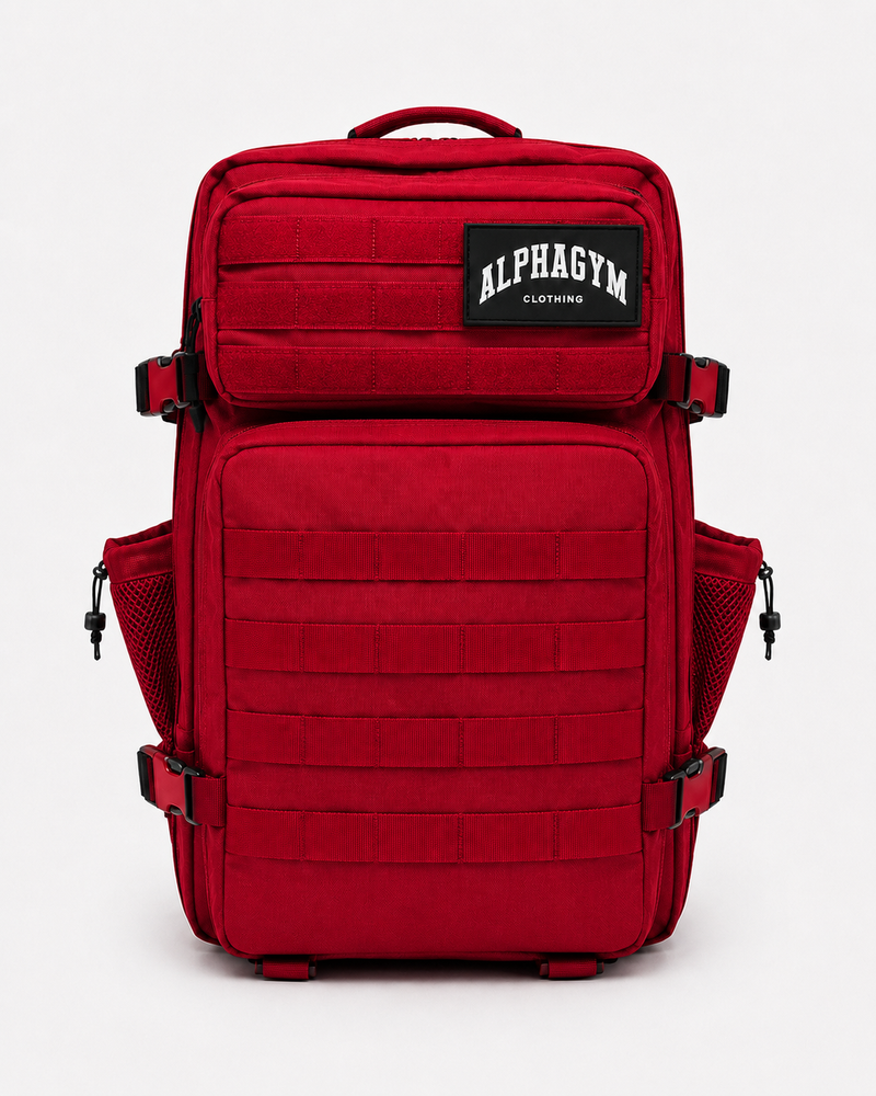 ALPHA GYM Military Gym Rucksack Rot – 45L Fitness Rucksack mit Laptopfach