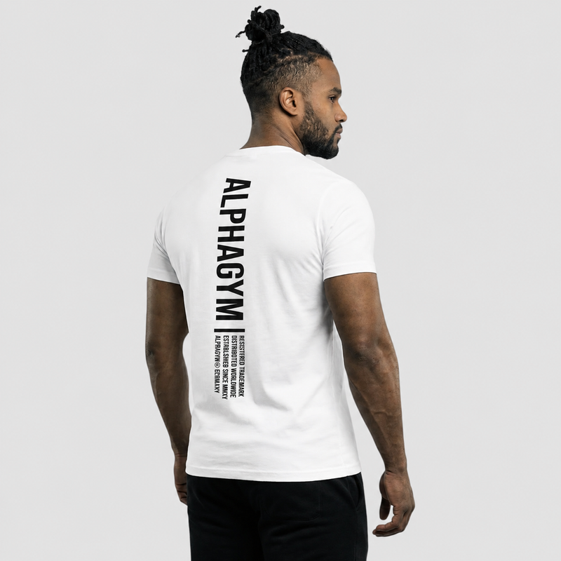 ALPHA GYM FREEDOM T-Shirt Weiß-Schwarz – Fitness Shirt Herren