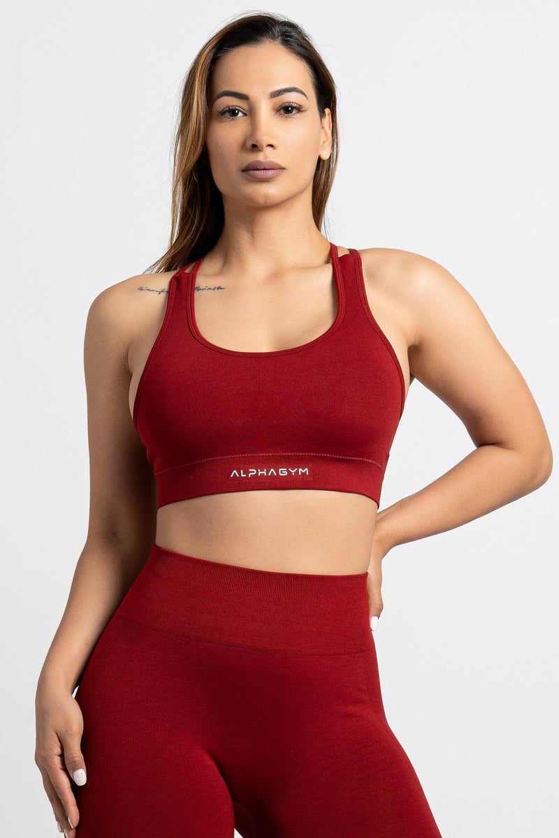 ALPHA GYM BEVON Sport-BH Wine Red – Fitness BH Damen