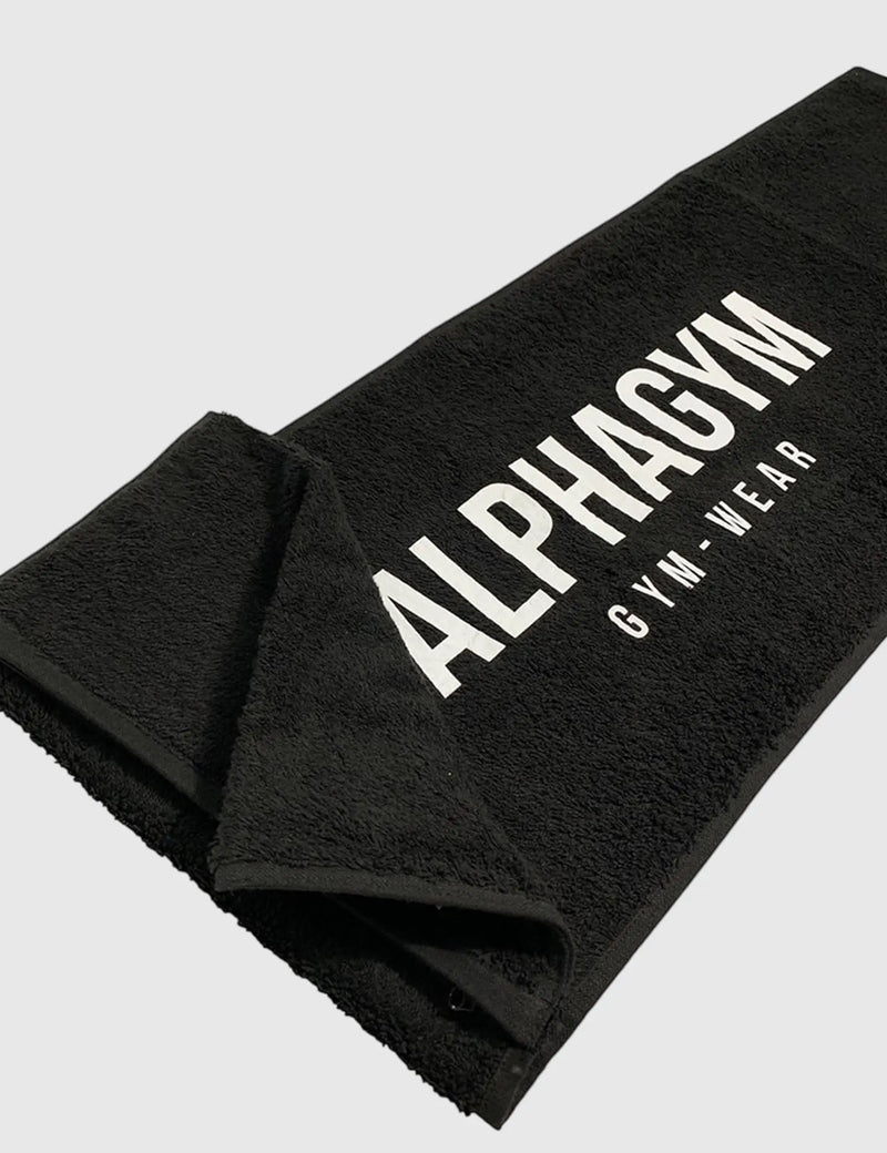 ALPHA GYM Gym Towel with Zip Pocket Black/White – Fitness Towel