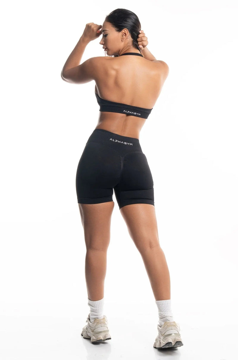 ALPHA GYM ILAYA Scrunch Shorts Schwarz – Fitness Shorts Damen