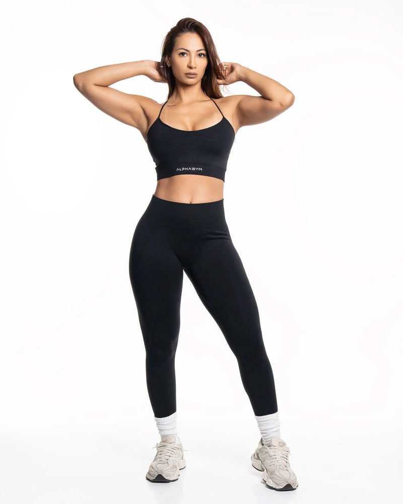 ALPHA GYM SOLENA Set Schwarz – Sport-BH und Seamless Scrunch Leggings Damen
