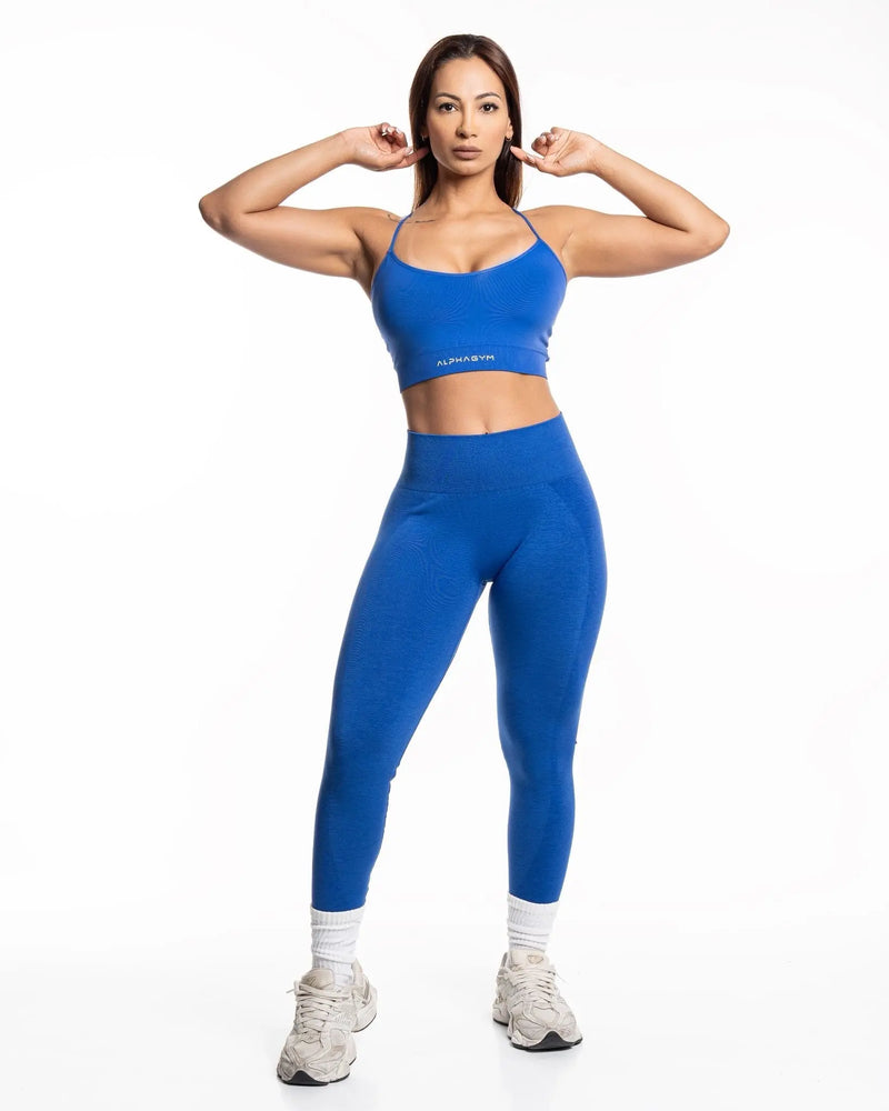 ALPHA GYM SOLENA Set Blau – Sport-BH und Seamless Scrunch Leggings Damen